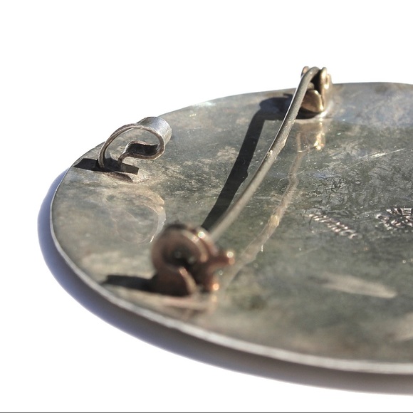 Vintage Taxco Abalone Inlay Sterling Silver Sun Pendant / Brooch Mexican Jewelry - Picture 5 of 6